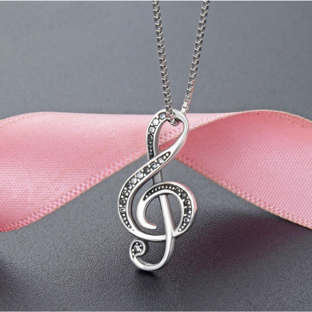 Musical Note Silver Necklace - Picture 4 of 7